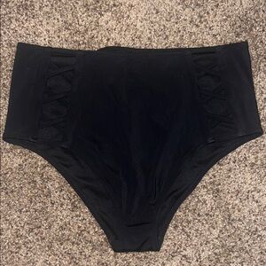 Shade & Shore Black Bikini Bottoms with Lace-Up Sides